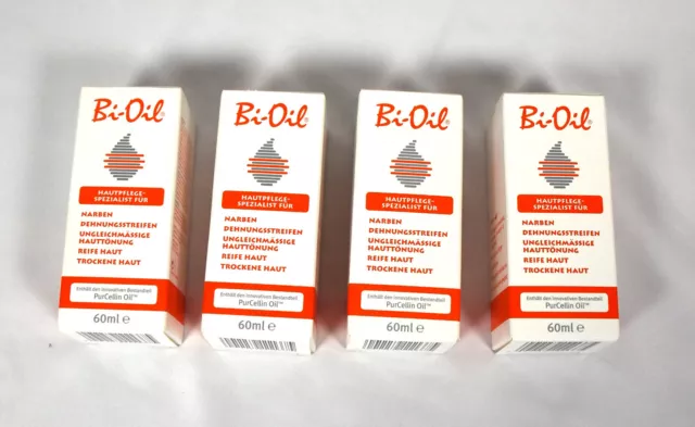 4er Pack Bi-Oil Hautpflege-Öl bei Dehnungsstreifen trockene Haut Narben je 60 ml