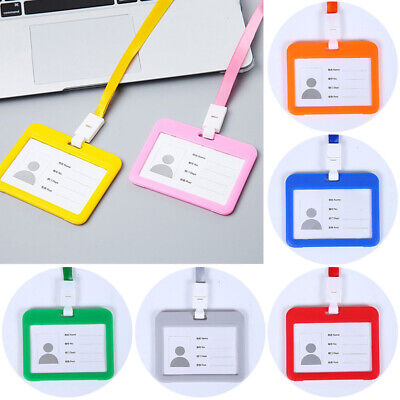1 Piece Work ID Holder Double Sided Transparent Name Tag Neck Strap Business Off