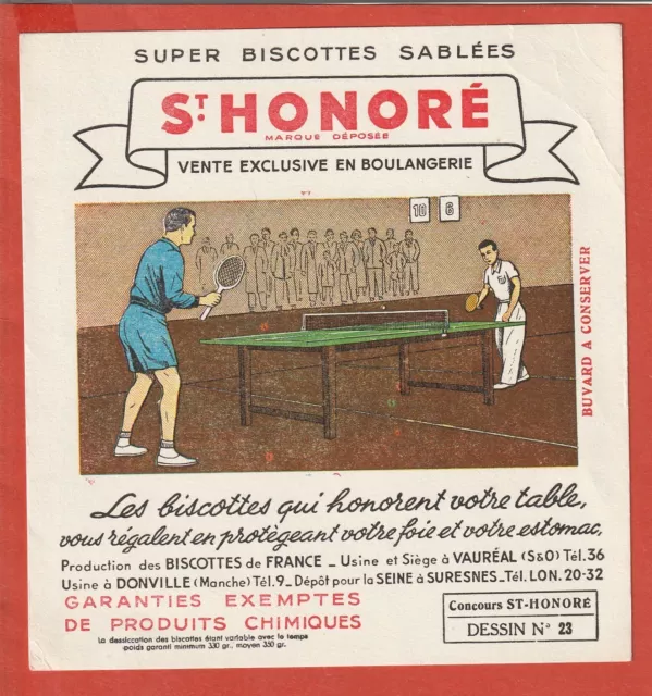 Buvard - Biscottes St Honore - Le Ping-Pong - Les Pongistes N° 23