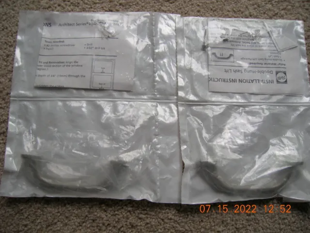 2 Two NEW in Sealed Bag PELLA Double Hung Sash Lift Handle Pulls CHAMPAGNE ?