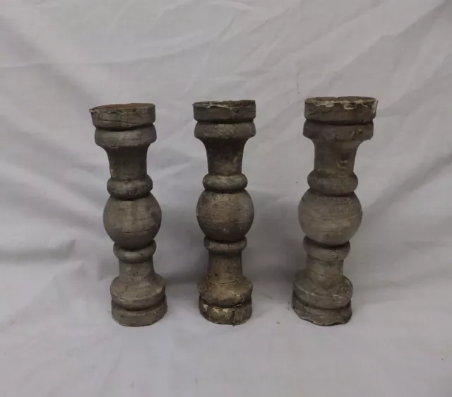 Antique Set of 3 Small Shabby Vtg Chic Porch Gingerbread Spindles 7x2 437-17P