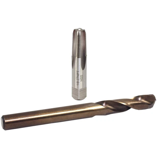 1/8-27 NPT Drill & Tap Kit - 1/8&quote; Carbon Steel Tap & R High S...