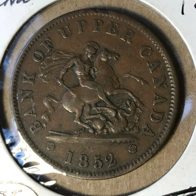 1852 Upper Canada 1 Penny Token Coin