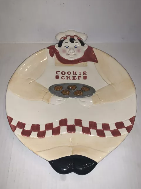 Cookie Chef Cookie Plate by Clay Art VINTAGE hand painted