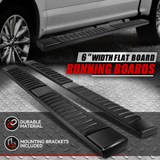 For 15-24 Ford F150-F550 Super Crew Cab 6" Flat Side Step Bar Running Boards