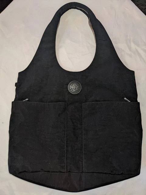 Kipling Astrid Black Tonal Shoulder Tote Carry All Bag Purse Travel Large Nylon