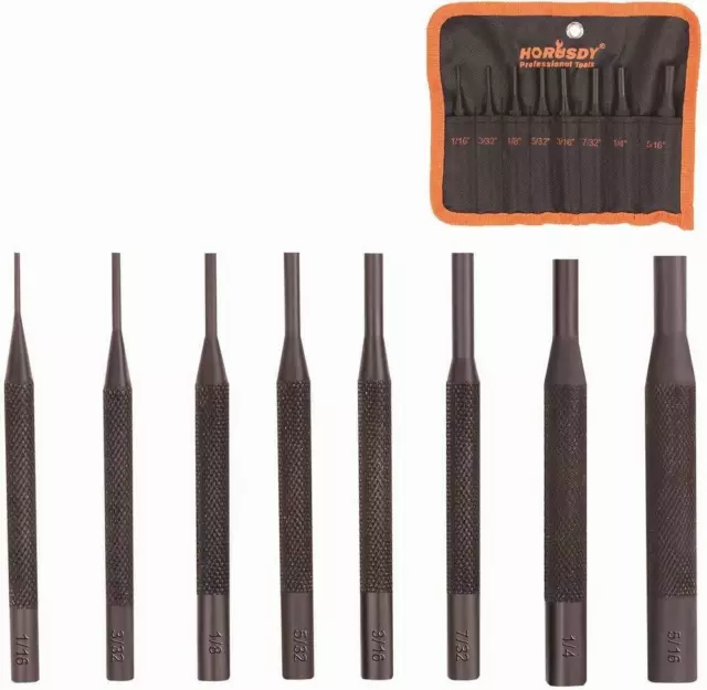 9pc Forged Steel Roll Pin Punch Set in Roll Up Pouch Rifle Gunsmithing  Jewelers
