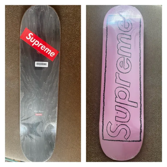 New! SUPREME KAWS Chalk Logo Skateboard Deck Bright PINK SS21