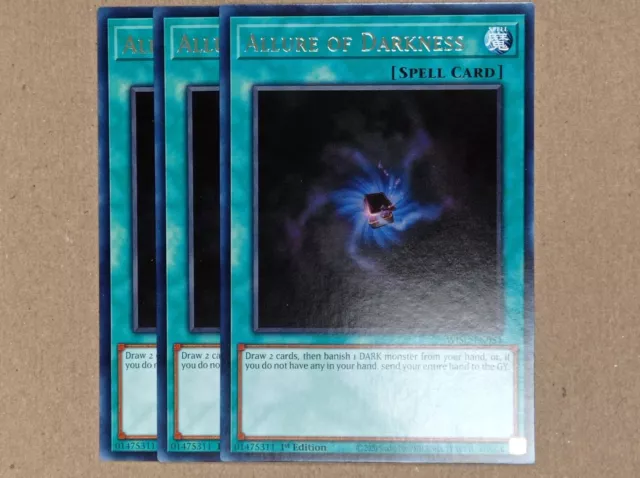 YGO Card - 3 x Allure of Darkness - Rare - WISU-EN054 - 1st - NM