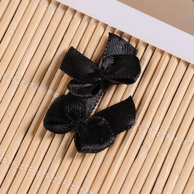 100 Pcs Decorations Attach Black Bows Girl Hair Bows Applique 8