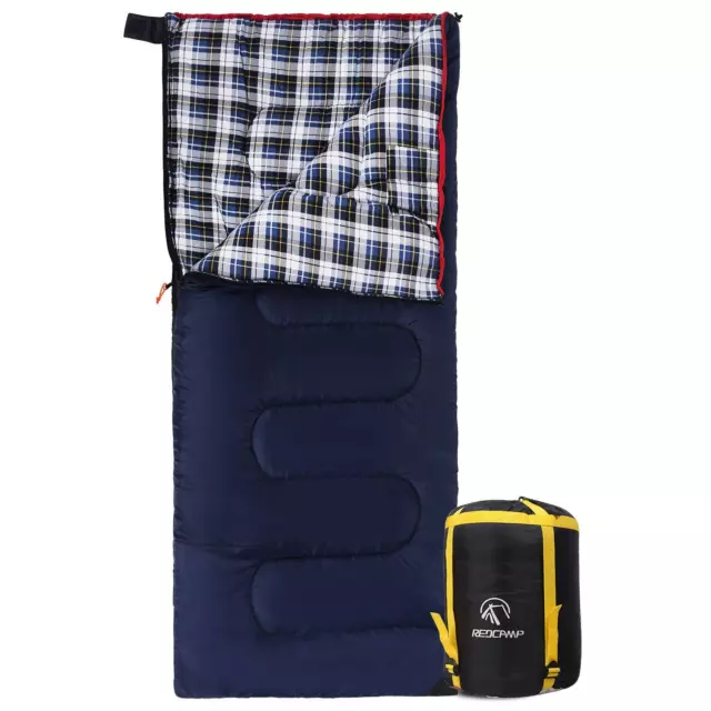 Cotton Flannel Sleeping Bag For Camping Backpacking Adults Cold Weather Envelope