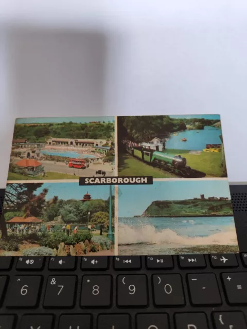 Scarborough Multi View Postkarte North Bay Schwimmbad Eisenbahn Raues Meer Park