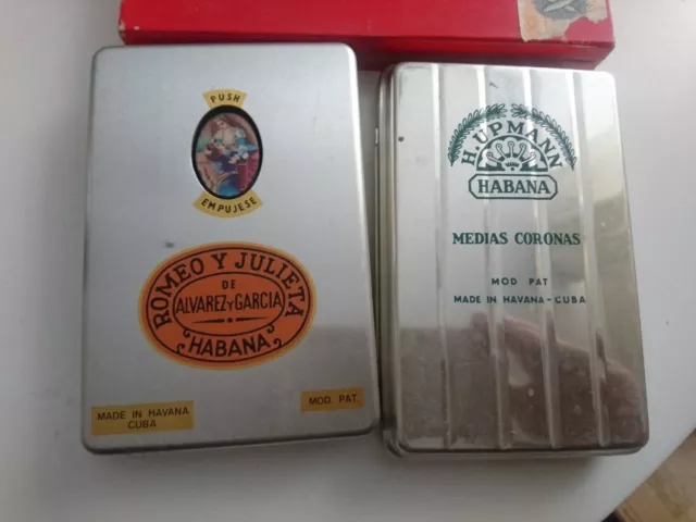 Lote de cajas de puros vintage,dos portapuros y una caja en perfecto estado.