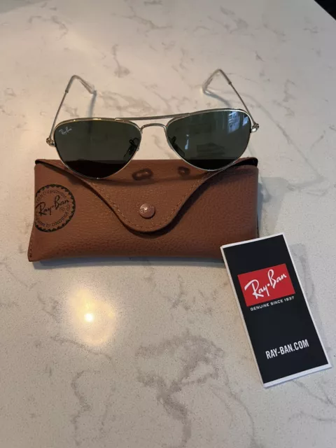 Ray-Ban RB3044 Metal Frame Green Lenses Small Aviator Sunglasses