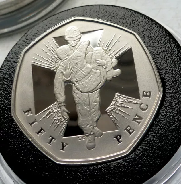 2006 50P Silver Piedfort Victoria Cross, soldier (DOUBLE WEIGHT) EXCELLENT COIN