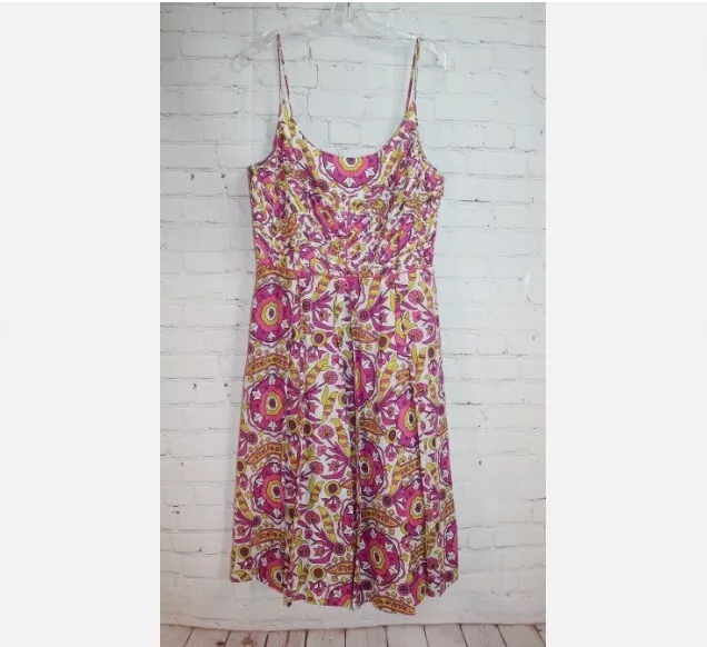 Tory Burch Lightweight Summer Cotton Paisley Floral Sun Dress 10 Fit & Flare