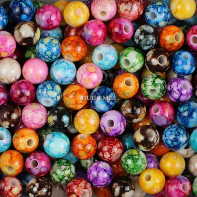 8 /10 /12 mm Mixed Colour Acrylic Round Loose Spacer Beads for Jewelry Making