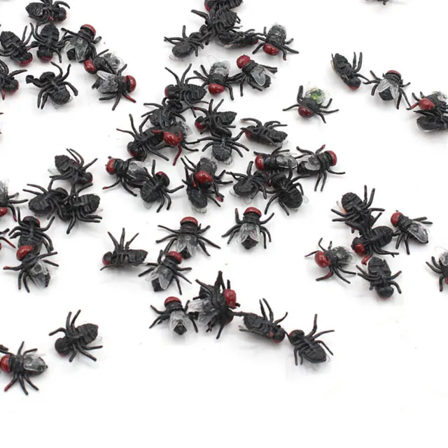 50Pcs Fake Flies Plastic Simulated Insect Fly Bugs Joke Toys Prank Party Props