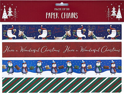 36x Cadenas de papel de Navidad Cadenas de papel de Navidad Artesanía Lamidas y Palos Decoraciones (B)