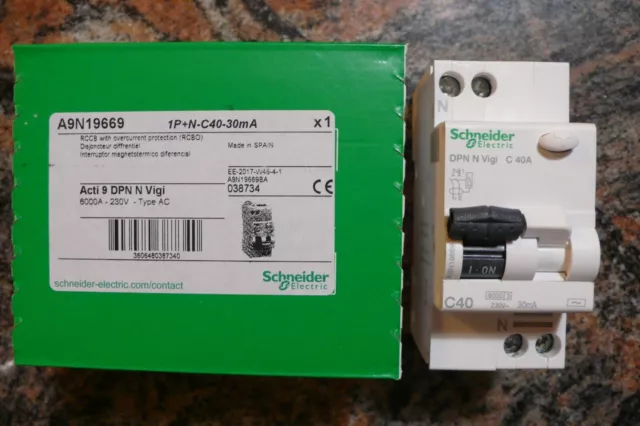 DISJONCTEUR DIFFERENTIEL 40A 30mA, AC, SCHNEIDER ELECTRIC A9N19669 MERLIN GERIN