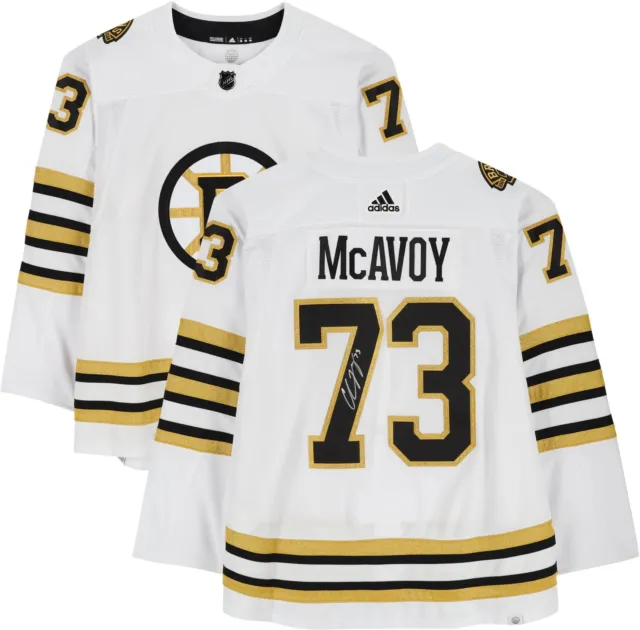 Charlie McAvoy Bruins Signed White Adidas Authentic Jersey w/Anniversary Patch