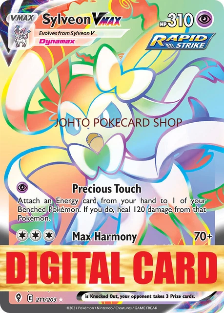 Sylveon Vmax Rainbow Secret Rare Evolving Skies DIGITAL Pokemon TCG Online code