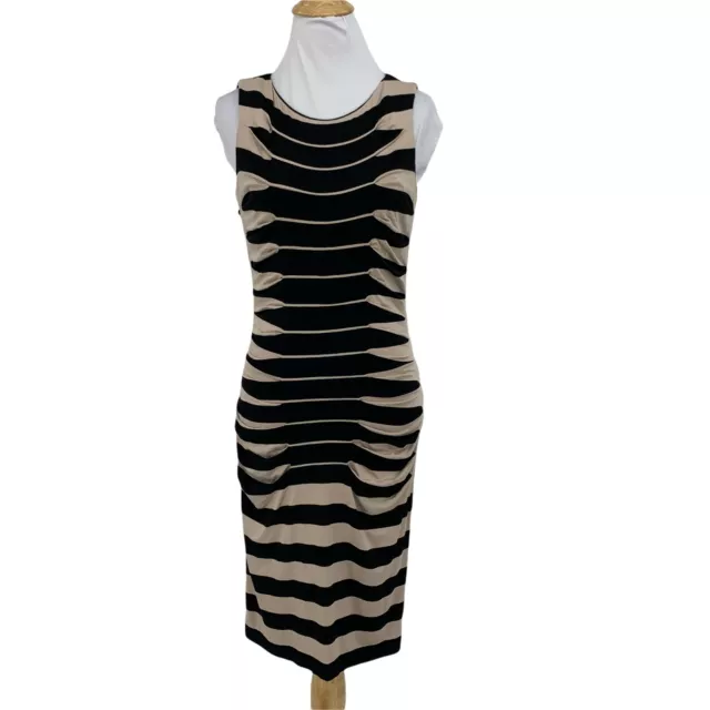 Betsey Johnson Bodycon Ruched Dress Women's Size 2 Stripe Sleeveless Stretch