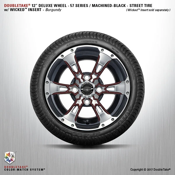 4 Double Take Usiné Noir Bordeaux 57 Séries Roue Et Pneu 12 " Golf Cart