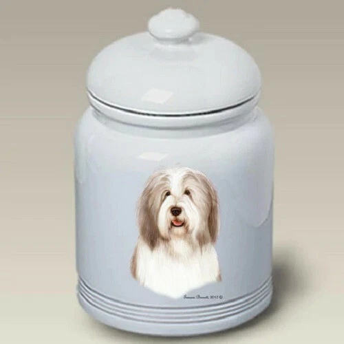 Fawn and White Bearded Collie Ceramic Treat Jar TB 34483