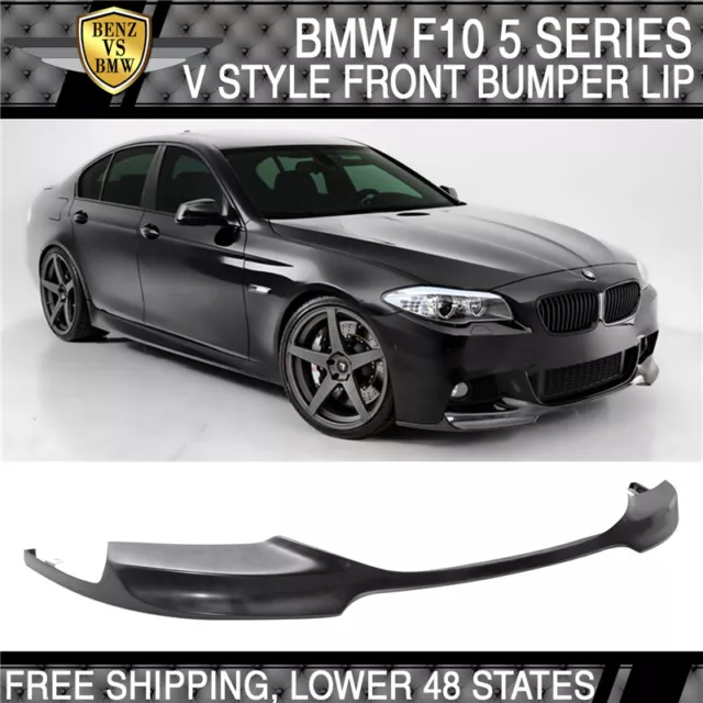 FITS 11-16 BMW F10 5 Series Front Bumper Lip Spoiler Unpainted Black V Style  PU $139.99 - PicClick