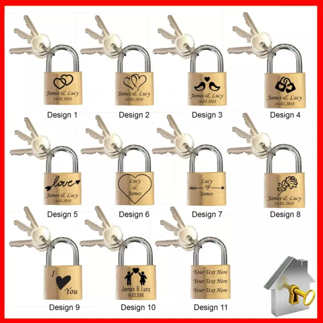 Personalised Love Lock Engraved Padlock 40mm Anniversary Gifts Valentines Gift