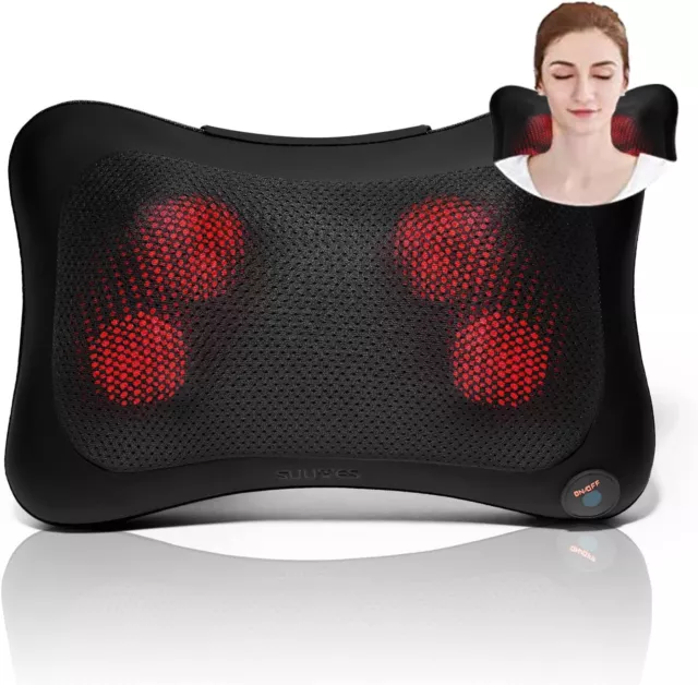 Massage Pillow Back Neck & Shoulder, with Heat for Muscle Pain, Electric Shiatsu