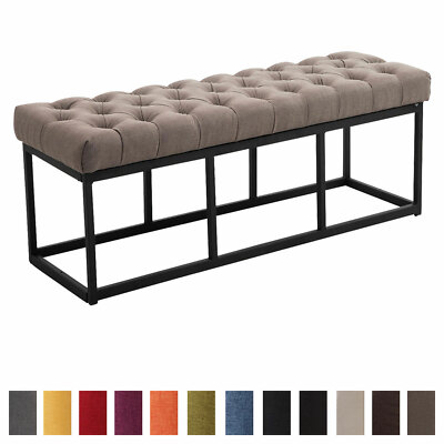 Colore:Grigio CLP Panchina Ottomana Capitonné Brest in Stoffa E Legno di caucciù I Panchetta Fondo Letto Chesterfield Vintage Telaio Chiaro Dimensione:100 cm 