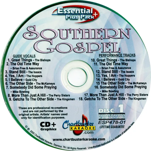 Southern Gospel Karaoke CD+G 6 New Disc Chartbuster Vol-478 in WHITE SLEEVES