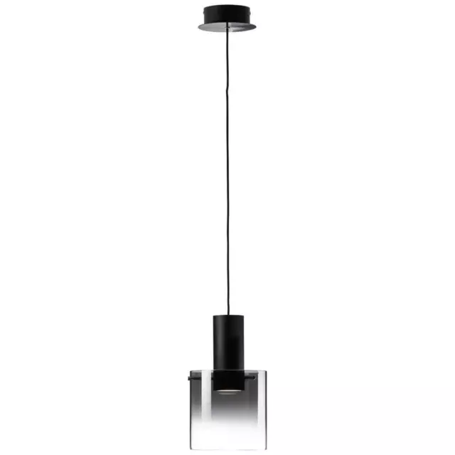 BRILLIANT lampe Beth LED suspension 1 flg noir / verre fumé | 1x 10W LED intégré