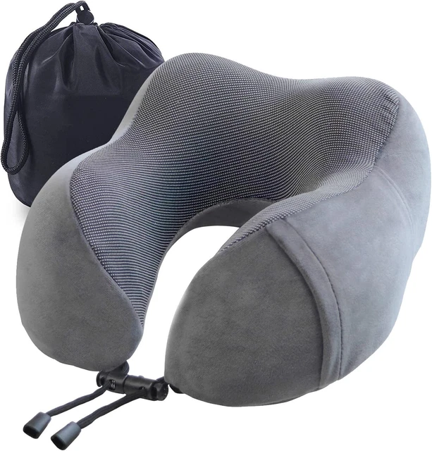 Memory Foam Travel Use Pillow Neck Support Cushion With Bags Carry Ear/ Grey