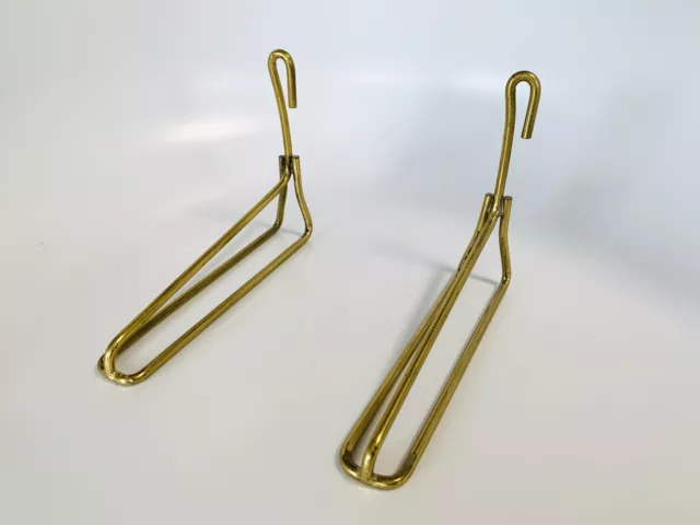 Mid Century Pair Vintage Brass Shelf Brackets 50s