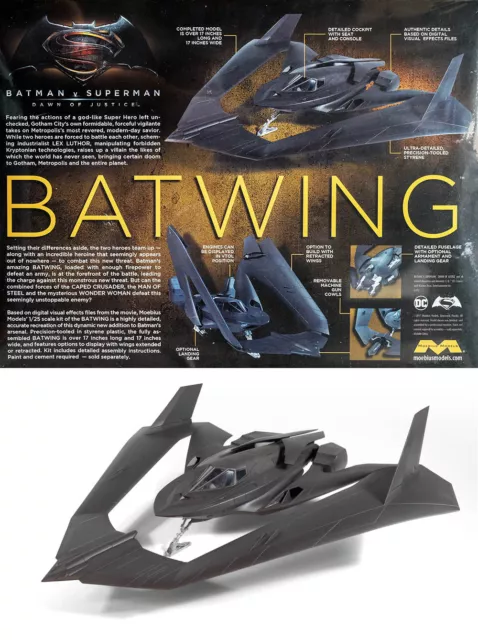Batwing Batman V Superman Batmobile Batplane 1:25 Model Kit Bausatz Moebius 969 2