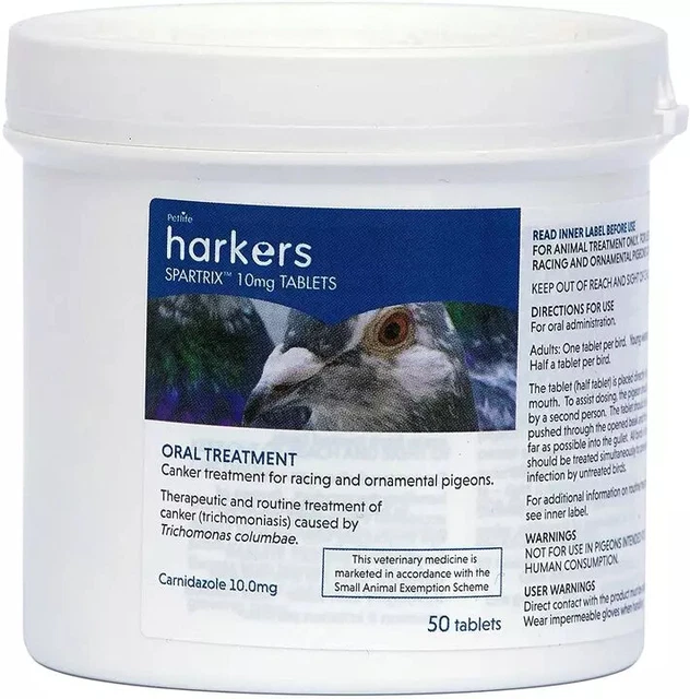 HARKERS SPARTRIX CANKER Treatment for Pigeon Pigeons Birds 50 Tablets