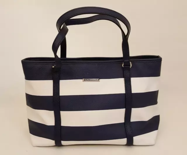 Dana Buchman blue white striped tote purse