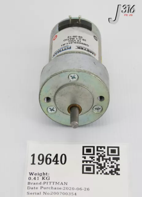 19640 Pittman Ametek Gear Motor, 12Vdc, 38.3:1 Ratio Gm9433L011-R1