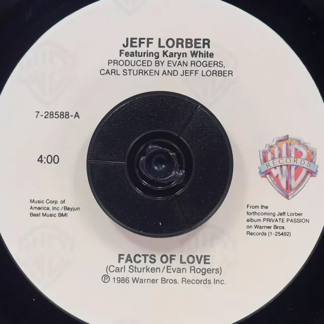 JEFF LORBER Facts Of Love WARNER BROS.  7-28588 NM 45rpm 3