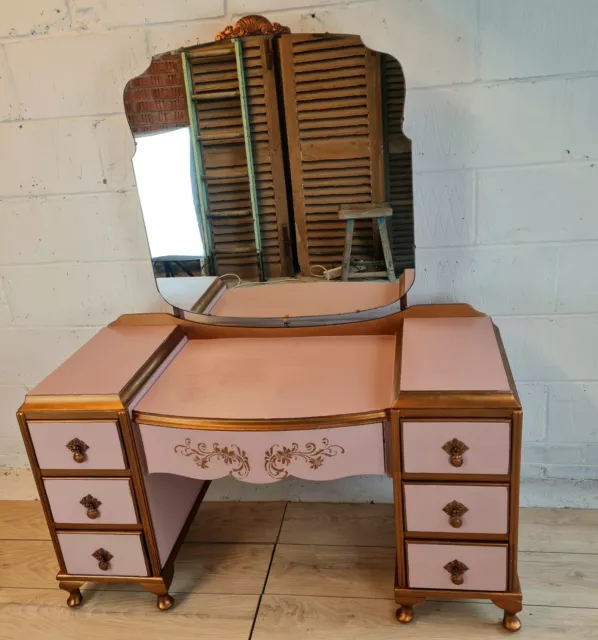 Superb Quality Art Deco Vintage Dresser With Bevelled Edge Mirror