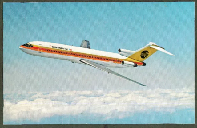 Continental Airlines Boeing 727 Trijet postcard 1970s