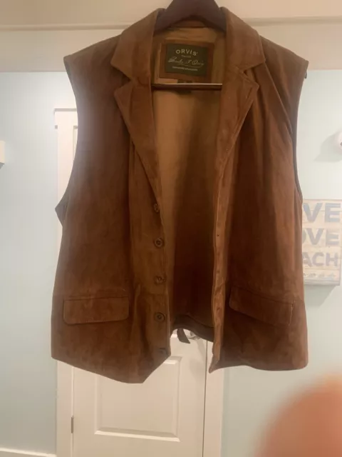 Charles F. ORVIS Soft Leather Vest Belted back, nice condition