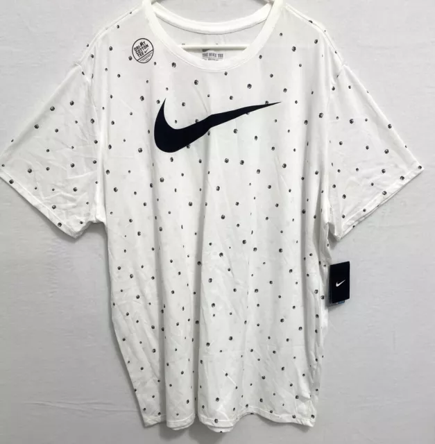 NIKE DRI FIT TEE T Shirt 3XL White All Over Print Basketballs