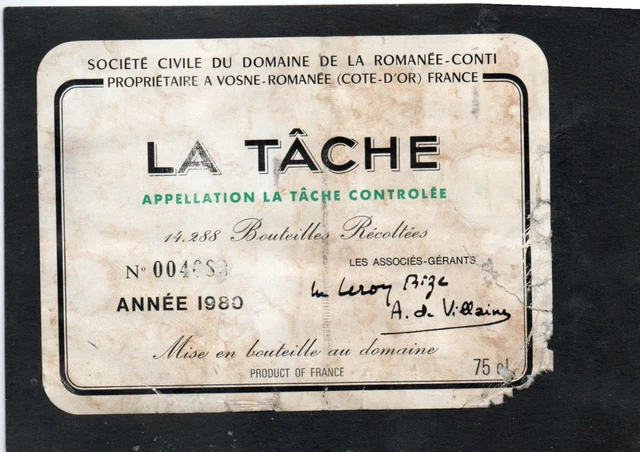 La Tâche 1989 Domaine de la Romanée-Conti (1 BT) | Crème de la Crème | DRC + Leroy | 2022