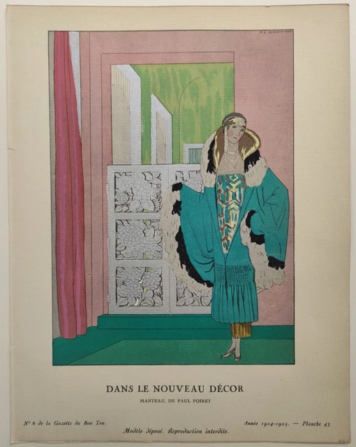 Dans Le Nouveau Decor, A.e. Marty, Pochoir Original 1924-25, Gazette Du Bon Ton