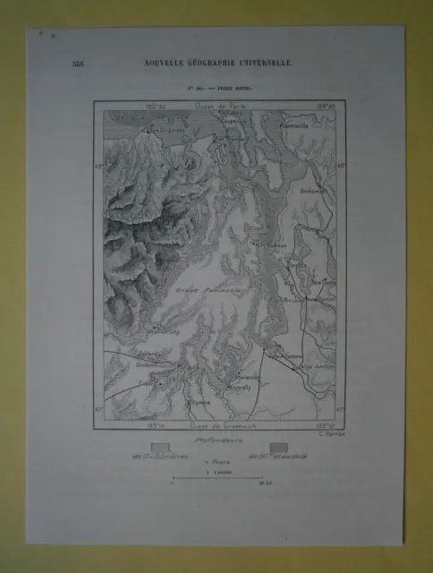1892 Perron map PUGET SOUND, STATE OF WASHINGTON, #144