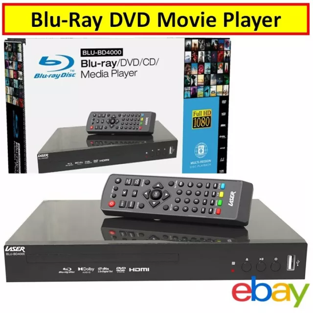 Blu Ray Player Multi Region Free DVD Player CD Disc HDMI USB Upscaling Media